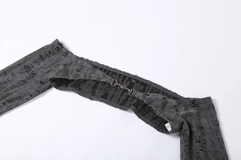 Gray Mystic Sexy Lace Cutout Retro Mature Charm Feminine Party Queen Senior Women's Long Sleeve Tuxedo Top