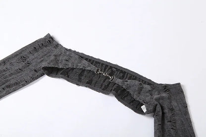Gray Mystic Sexy Lace Cutout Retro Mature Charm Feminine Party Queen Senior Women's Long Sleeve Tuxedo Top