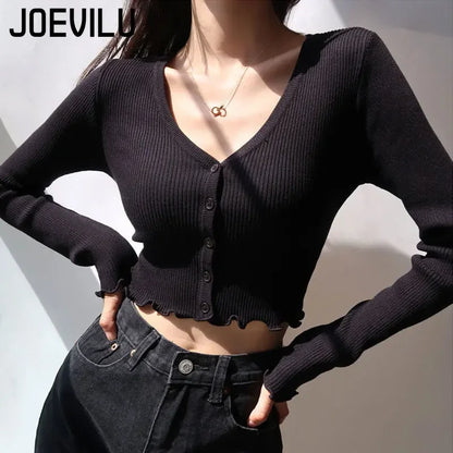 Women's Y2K V-Neck Knit Crop Top