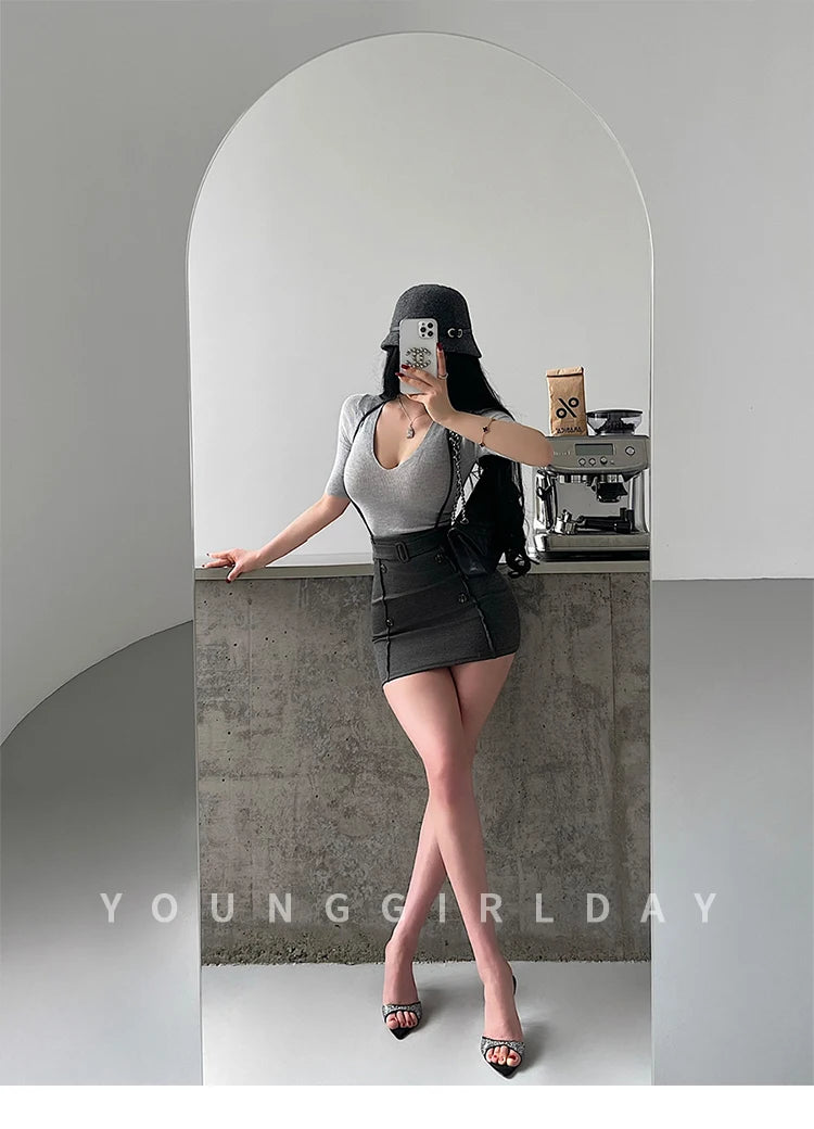 Women's High-Waist Belted Mini Skirt