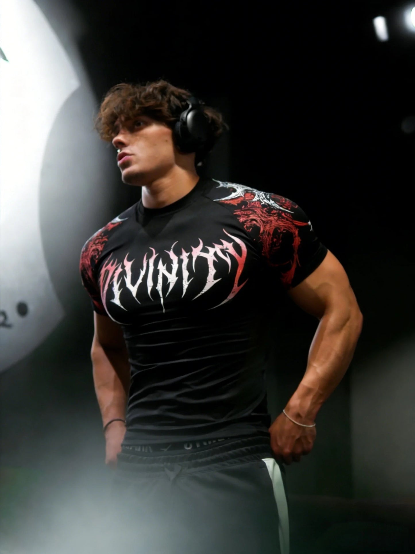 Men'S Athletic Fitness T-Shirt, Summer Quick-Dry Compression Shirt, Stylish Gothic Print Men'S Sports Top