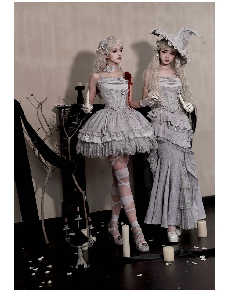 Women's Gothic Camisole Fishtail Skirt Set