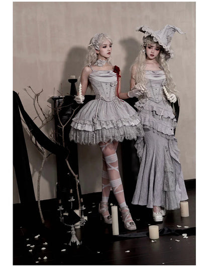 Women's Gothic Camisole Fishtail Skirt Set