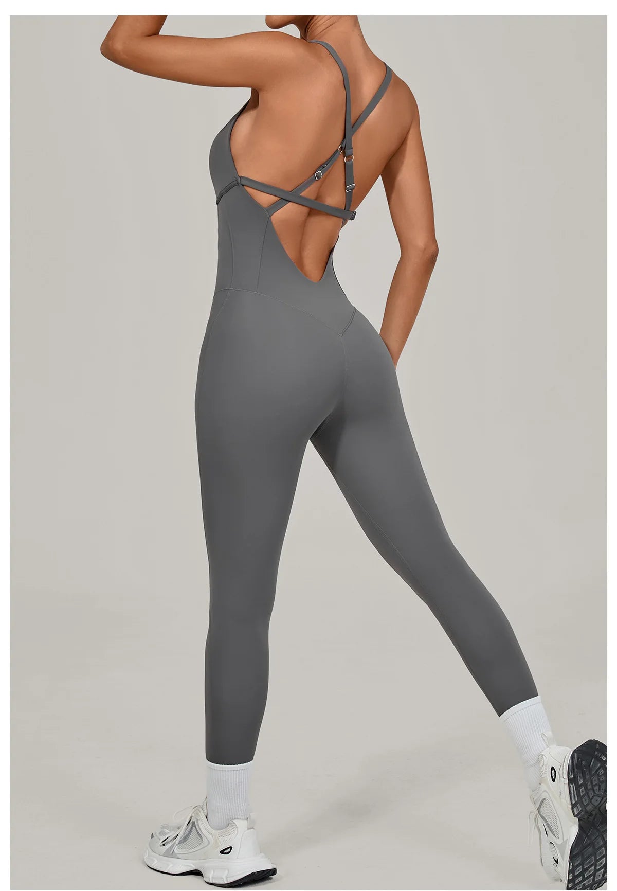 Women's Workout Backless Purple Jumpsuit