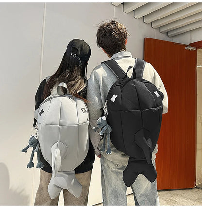 Whale Design Dual Shoulder Backpack Unisex Street Style Cycling Bag Fashionable Student Backpack for Men And Women