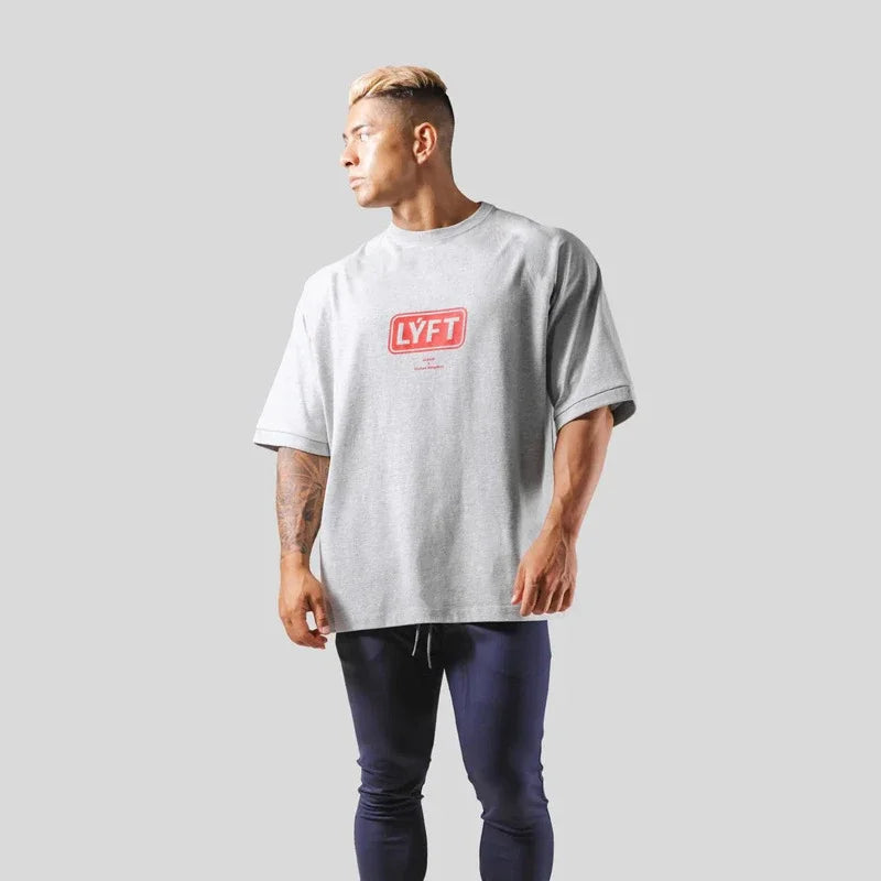Apex Ritual – メンズレタープリントオーバーサイズスポーツTシャツ – トレーニングストリートウェアTシャツ