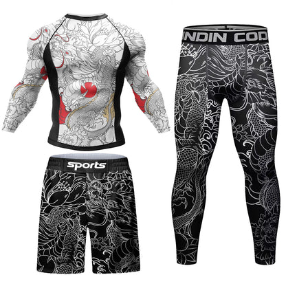 Apex Ritual No-Gi Compression Set – BJJ & Muay Thai Rashguard, Tee & Shorts