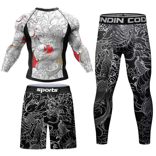 Apex Ritual No-Gi Compression Set – BJJ & Muay Thai Rashguard, Tee & Shorts