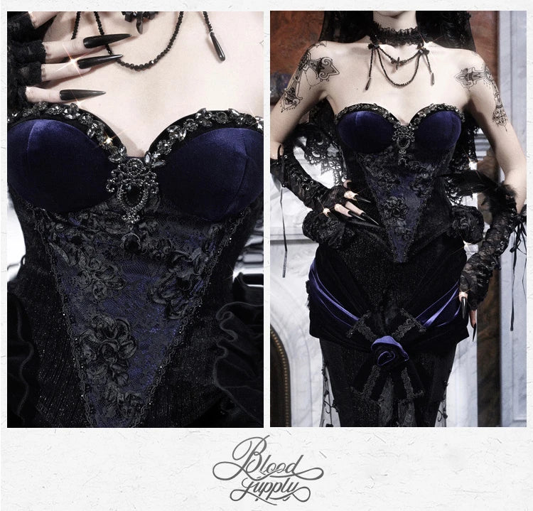 Women's Gothic Velvet Corset Waist Top
