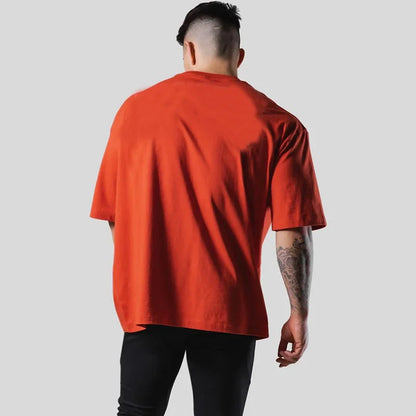 Apex Ritual – メンズレタープリントオーバーサイズスポーツTシャツ – トレーニングストリートウェアTシャツ