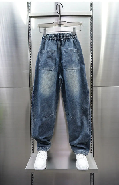 American Retro Washed Distressed Jeans Loose Straight Wide-leg Jeans Luxury Brand Men's Clothing