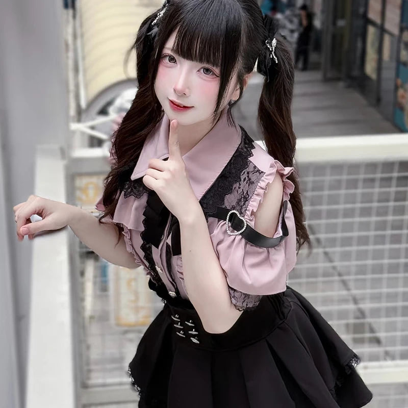 Women's Jirai Kei Lolita Long-Sleeve Blouse
