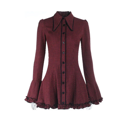 Women's Plaid Tie-Up Shirt Mini Dress
