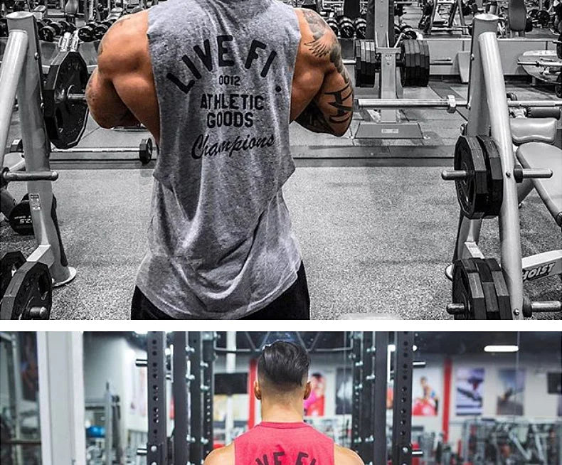 Men's Cotton Tank Top Gym Fitness Bodybuilding Sleeveless Singlet Workout Vest Summer Casual Basketball Shirt Male Sports Tops
