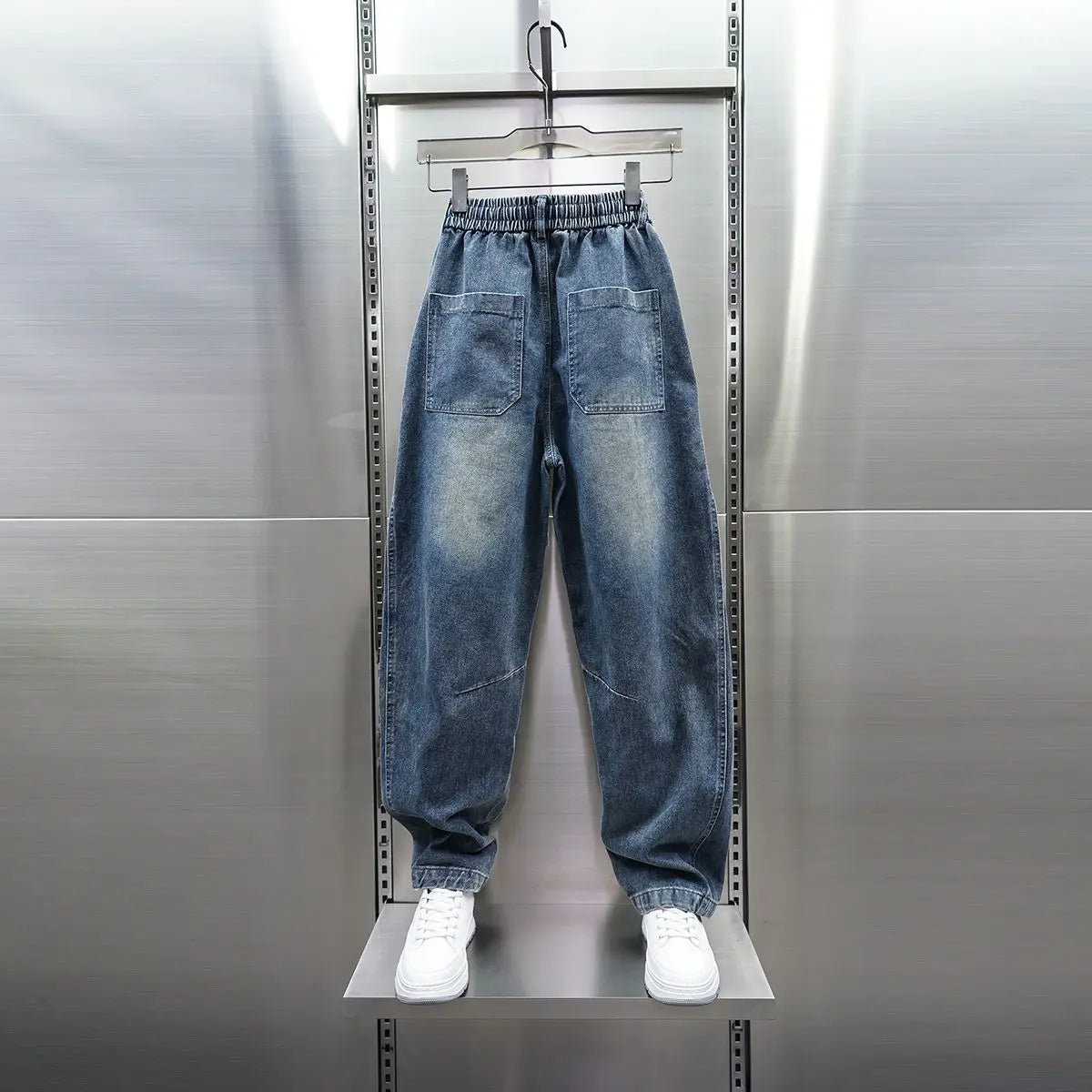 American Retro Washed Distressed Jeans Loose Straight Wide-leg Jeans Luxury Brand Men's Clothing