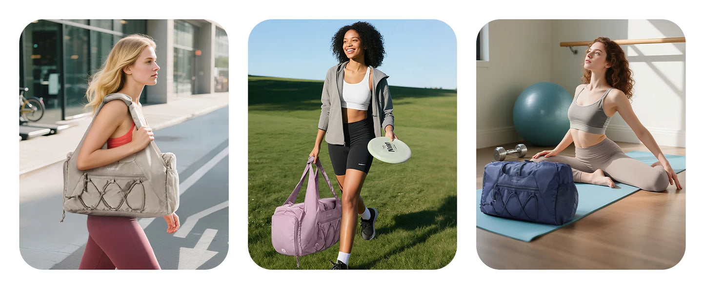 BAGSMART Gym Bag for Women Lightweight Duffel with Shoe Compartment Yoga Travel Tote Bag with Wet Pocket