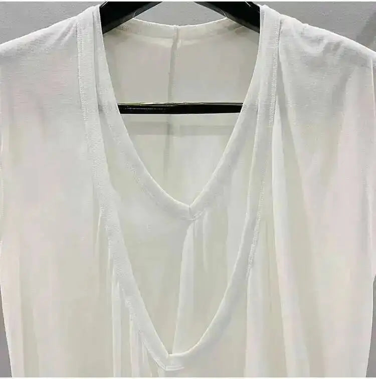 HKSH Summer Spring New Men's Tide Dark Sexy Double Layered V-neck Solid Sleeveless Tees Fashion Knit Tank Tops Chic Vest HK1399