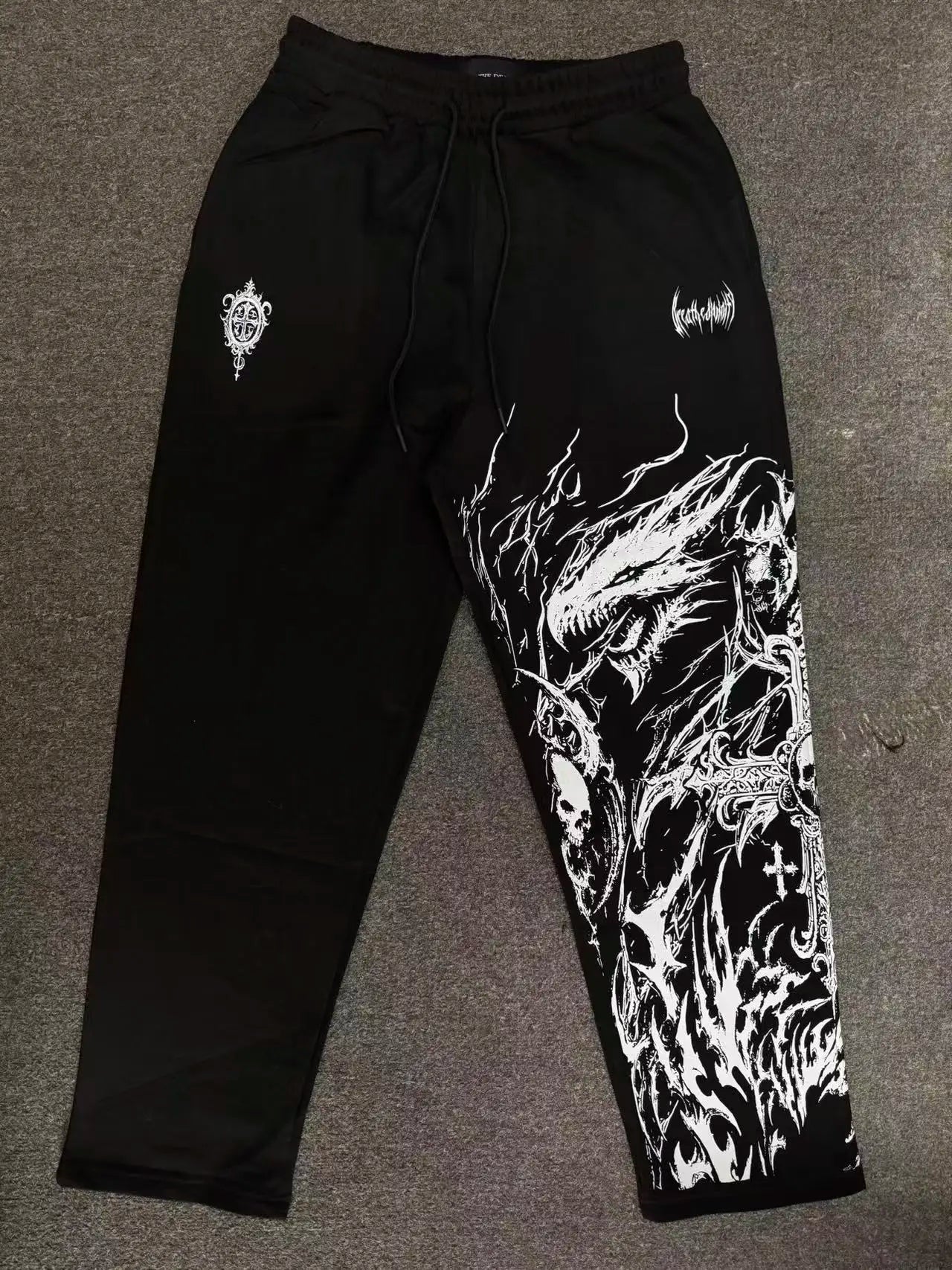 Breathedivinity American-style street workout casual loose-fit printed cotton long pants