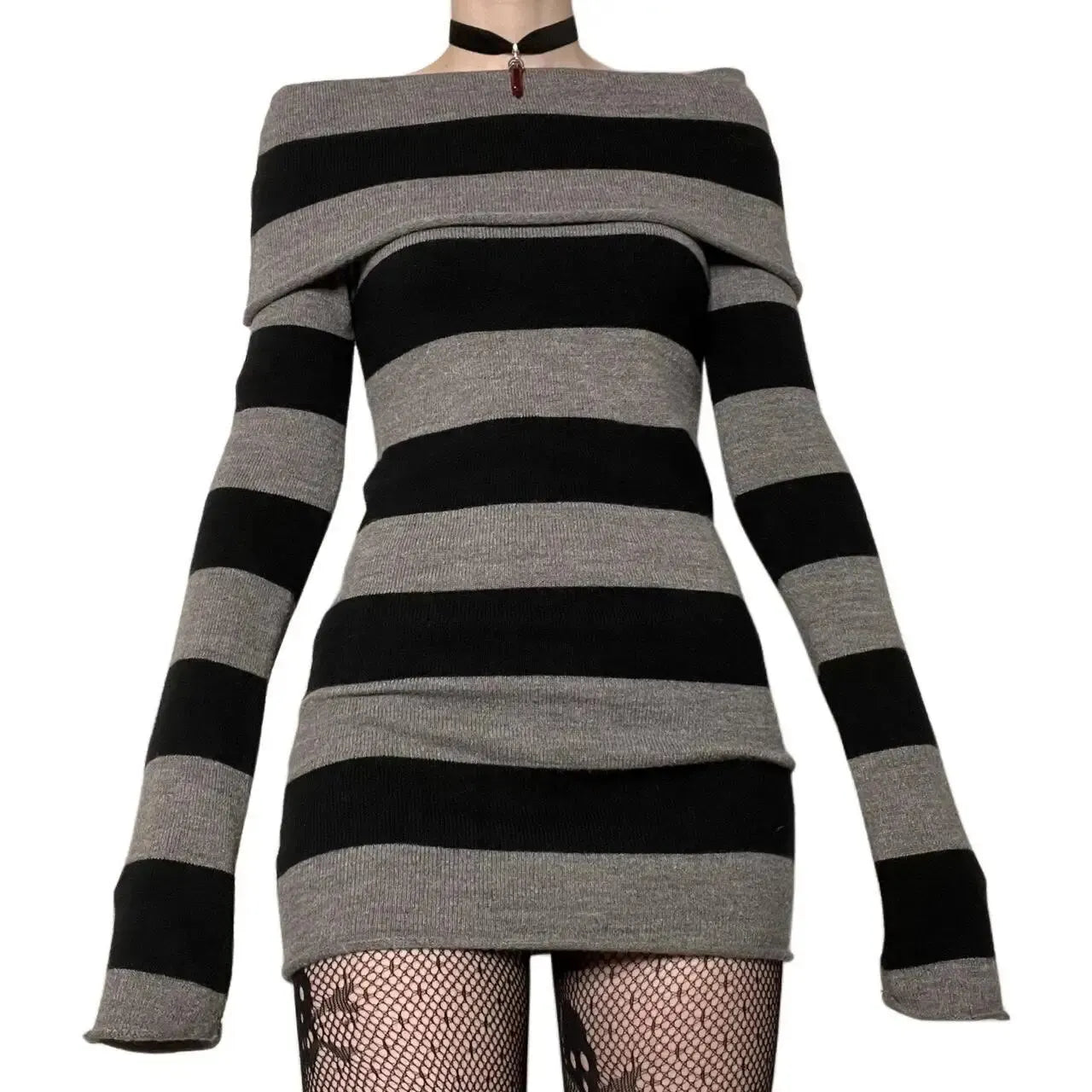 Women's Striped Off-Shoulder Mini Dress
