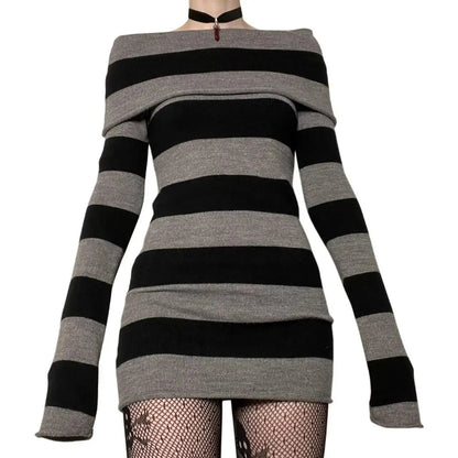 Women's Striped Off-Shoulder Mini Dress