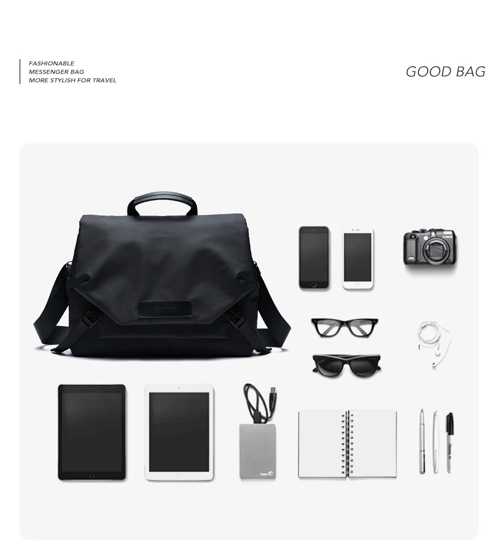 MATE ELAN Waterproof Business Men's Messenger Bag, Multi-functional Laptop Case, Casual Large Capacity Crossbody Bag for Men