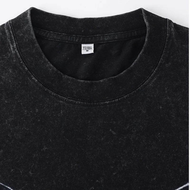 T-shirt Gym Short Sleeve O-neck No-Pain No Gain Fitness Washed Acid Tops Outfits High Quality Men's Clothes 2025 Oversized