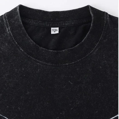 T-shirt Gym Short Sleeve O-neck No-Pain No Gain Fitness Washed Acid Tops Outfits High Quality Men's Clothes 2025 Oversized