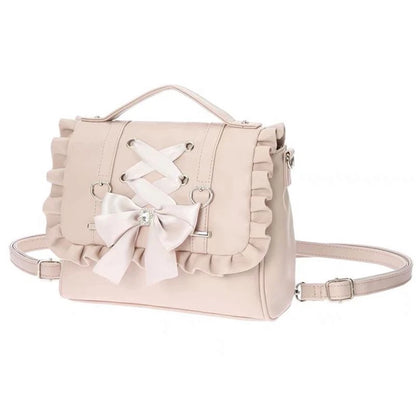 Mine Department Lolita Women's Bag Bow Control Strap Love Handbag Sweet Cute One Shoulder Oblique Span Women's Student Backpack