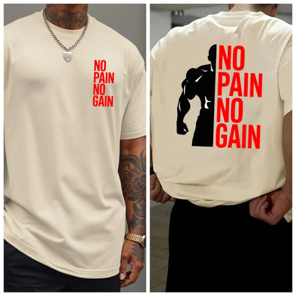 Apex Ritual – No Pain No Gain オーバーサイズジムTシャツ – メンズコットンストリートウェアスポーツTシャツ