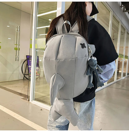 Whale Design Dual Shoulder Backpack Unisex Street Style Cycling Bag Fashionable Student Backpack for Men And Women