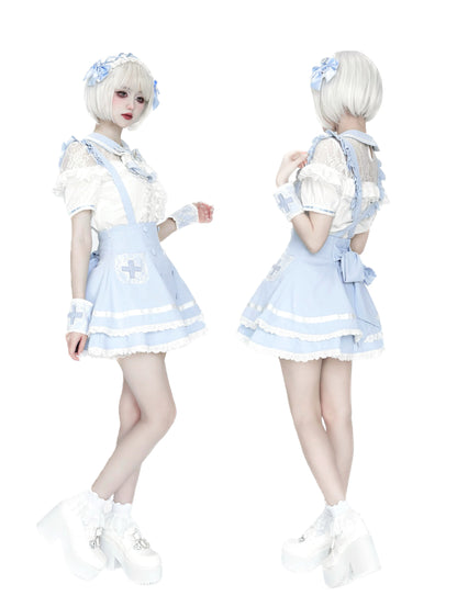 Women's White Gothic Lolita Two-Piece Set