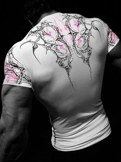 Breathedivinity Men's T-shirt - American Dark Style, Fitness and Sports Wear, Quick-Drying, Breathable, Compression Short Sleeve