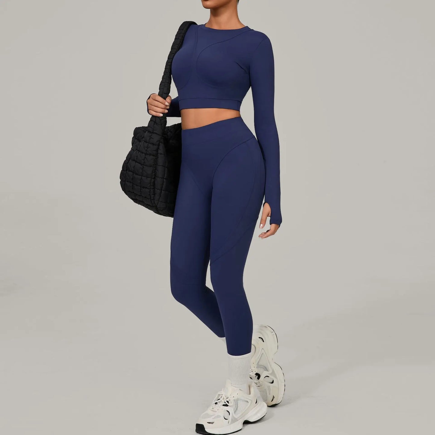 Long Sleeve Shirt Yoga Sets Sports Crop Tops Fitness Hip High Waist Skinny Running Workout Gym Leggings Women Activewear XP160