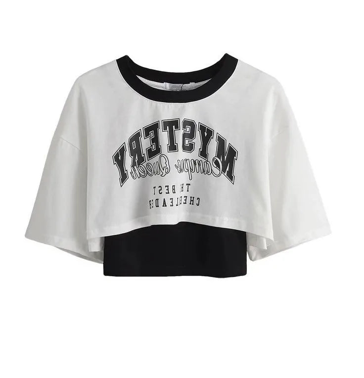 Women's Vintage Graphic Two-Piece Crop T-Shirt Set