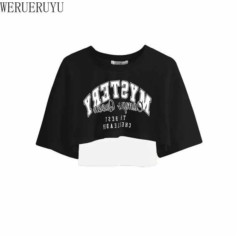 Women's Vintage Graphic Two-Piece Crop T-Shirt Set