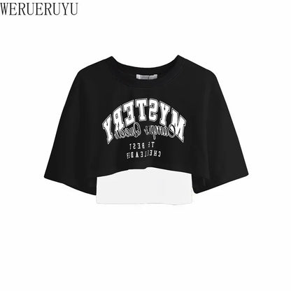 Women's Vintage Graphic Two-Piece Crop T-Shirt Set
