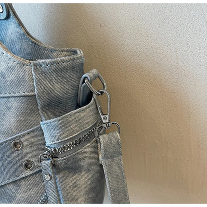 Fashionable Large Capacity Rivet Street Style Women's Tote Bag Shoulder Crossbody Bag Durable Polyester  Commuter Bag
