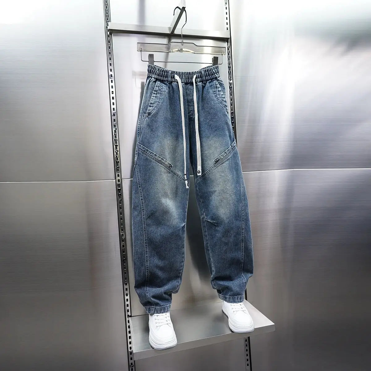American Retro Washed Distressed Jeans Loose Straight Wide-leg Jeans Luxury Brand Men's Clothing