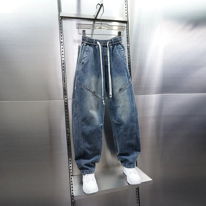American Retro Washed Distressed Jeans Loose Straight Wide-leg Jeans Luxury Brand Men's Clothing