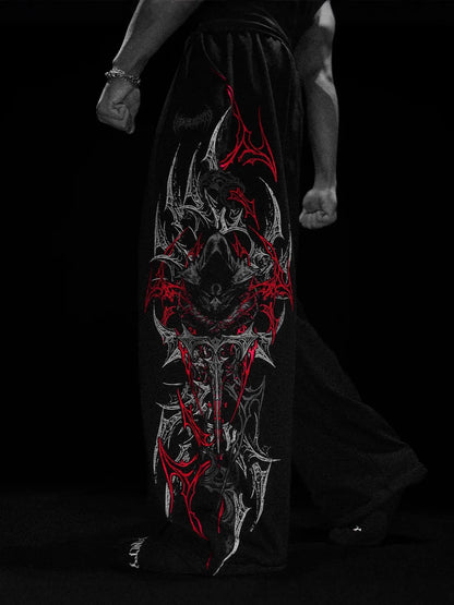 BREATHEDIVINITY men's sports pants for jogging, fitness and leisure, with printed patterns, straight and wide fit long pants