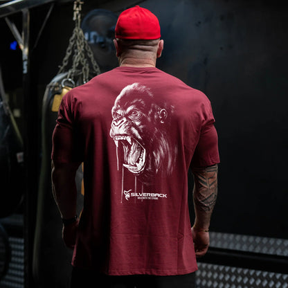 SILVERBACK Sports Men Loose T-shirt Cotton Fashion Oversized Male Tee Shirts Gym Running Streetwear Fitness T-shirt men clothing