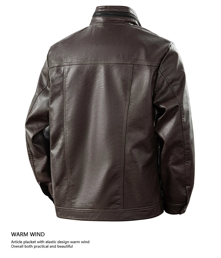 Plus Size 8XL 7XL New Leather Jacket for Men in Spring  Autumn Stand Up Collar Leather Jacket High-end Thin Casual Jacket