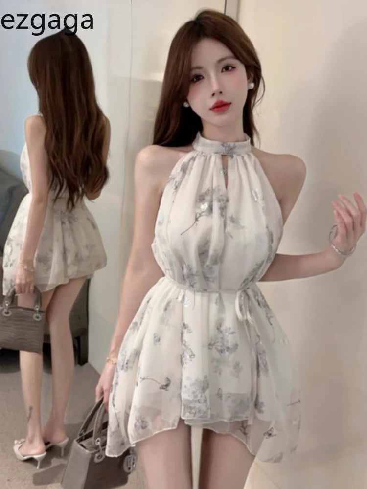 Women's Floral Halter Mini Dress