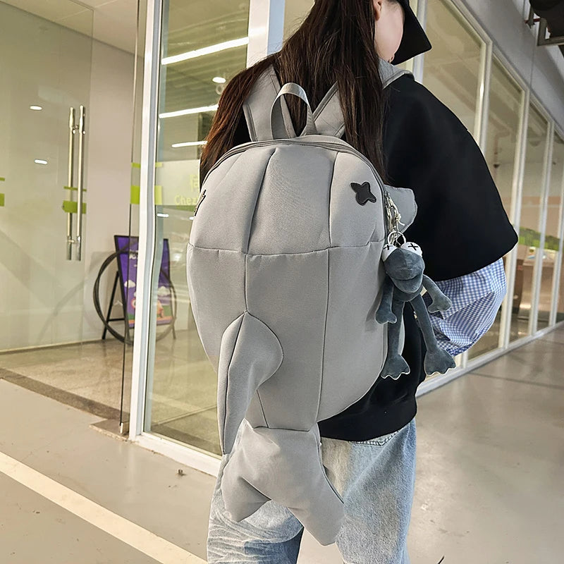 Whale Design Dual Shoulder Backpack Unisex Street Style Cycling Bag Fashionable Student Backpack for Men And Women