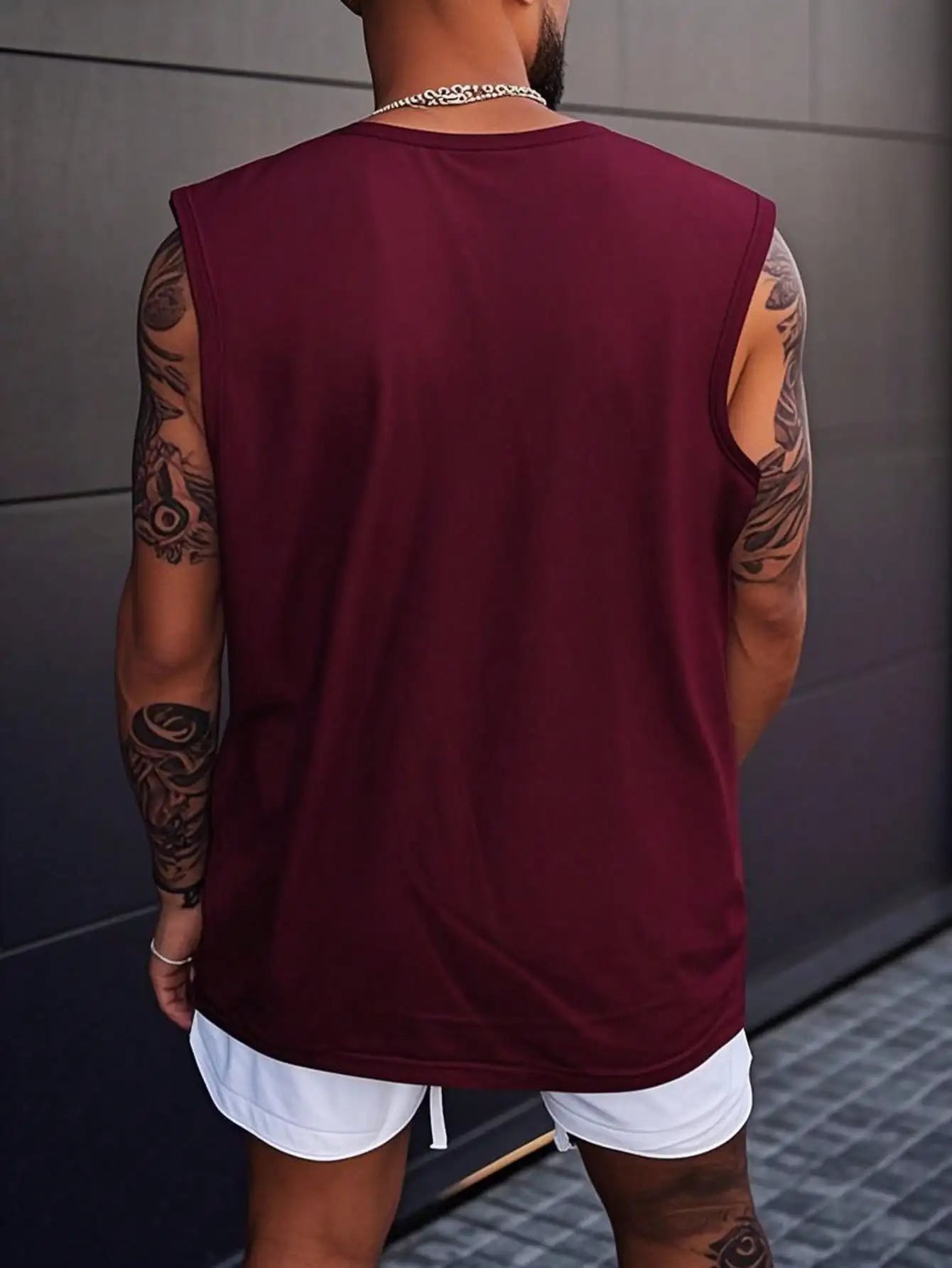 Men's White Sleeveless T-Shirt Tank Top Casual Loose Fit O-Neck Basic Vest Summer Gym Workout Streetwear Tops