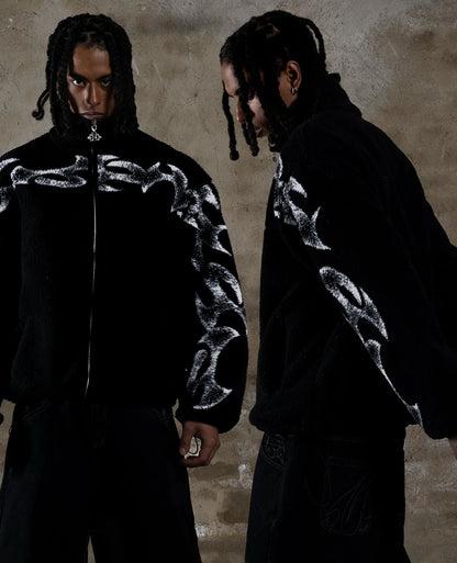 Apex Ritual – Street Cool Original Graphic Printed Jacket – Upright Collar Zipper Retro Hip Hop