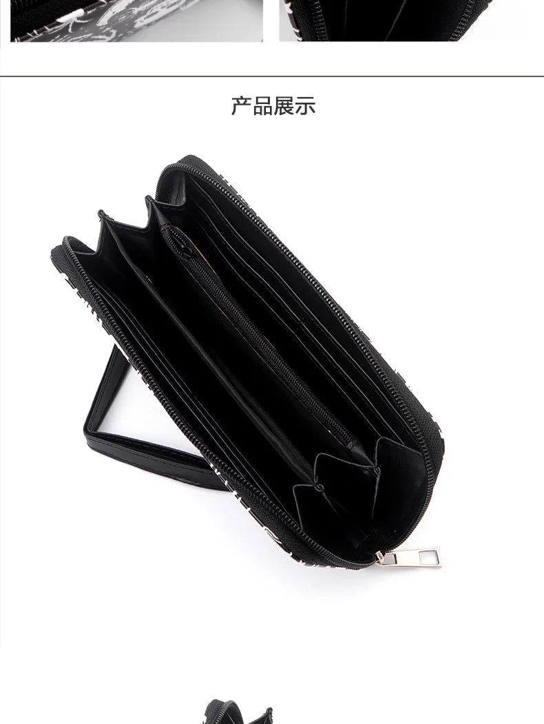 New Punk Style Skull Wallet Black Gothic Pu Leather Women Men Wallet Ghost Printing Purse Unique Design Stylish Long Wallets