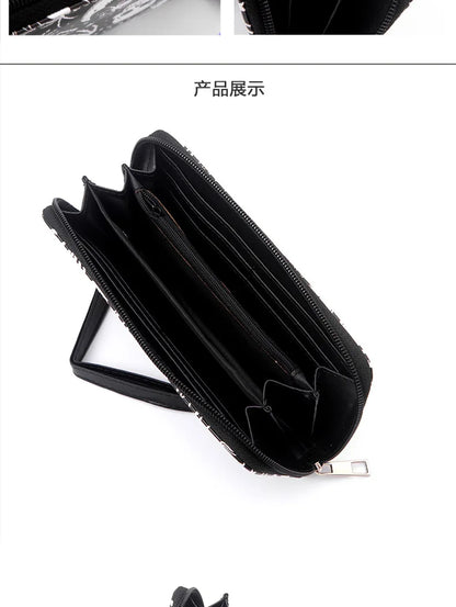 New Punk Style Skull Wallet Black Gothic Pu Leather Women Men Wallet Ghost Printing Purse Unique Design Stylish Long Wallets