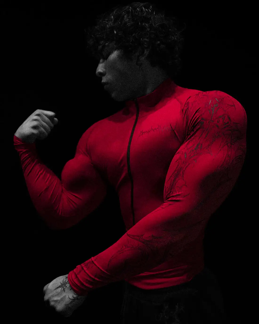 FULL ZIP Men's Gothic Compression Long Sleeve FULL ZIP Sports Shirt Workout Tops Gym Compression Breathable High Stretch