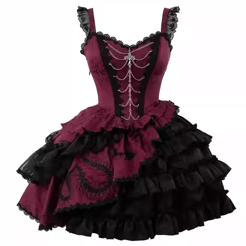Women's Dark Gothic Lolita A-Line JSK Dress